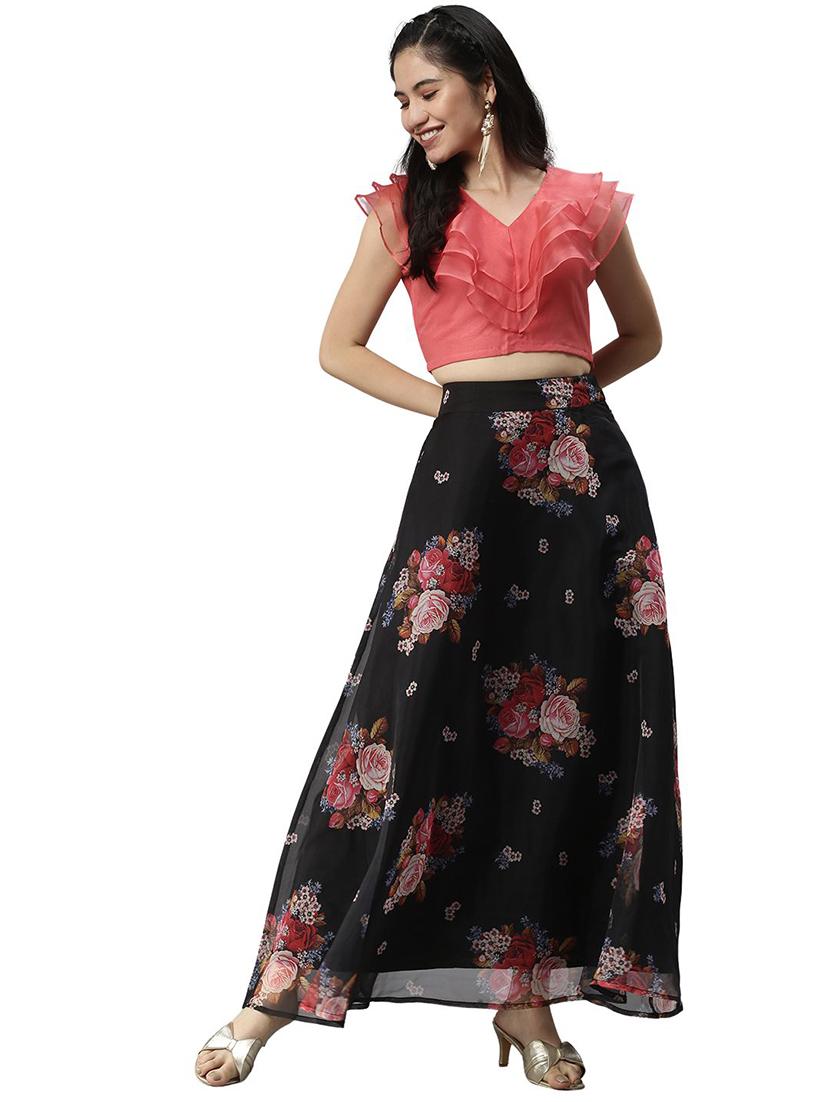 black printed polyester straight skirt - 19772643 - Standard Image - 3