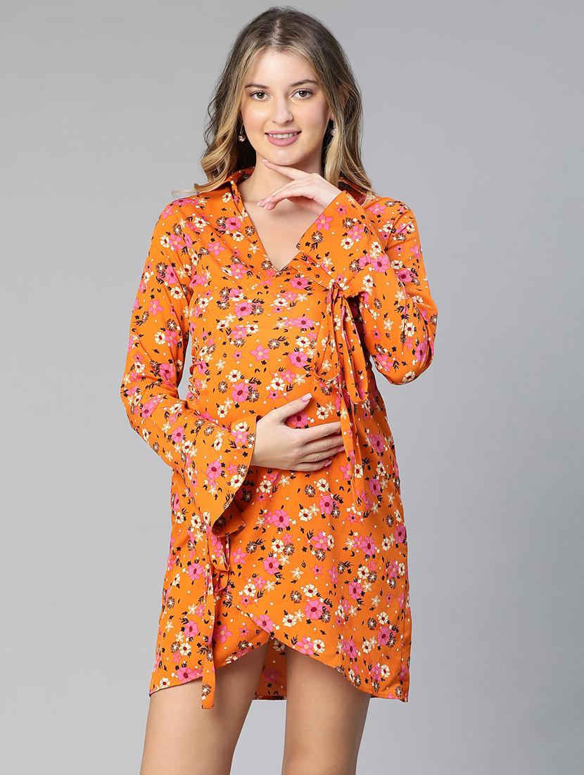 orange floral maternity wear - 19774995 - Zoom Image - 0
