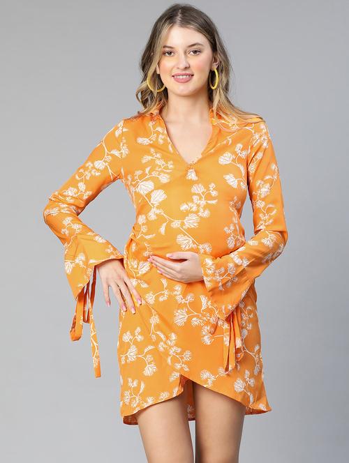 mustard floral maternity wear - 19774996 - Standard Image - 0