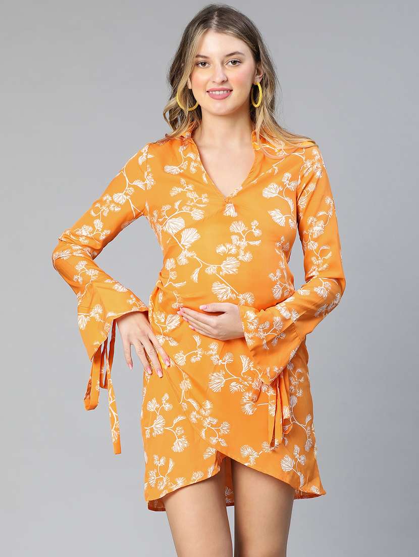 mustard floral maternity wear - 19774996 - Zoom Image - 0
