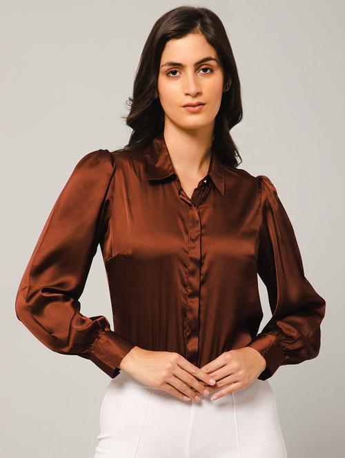 solids satin regular shirt - 19775867 - Standard Image - 0