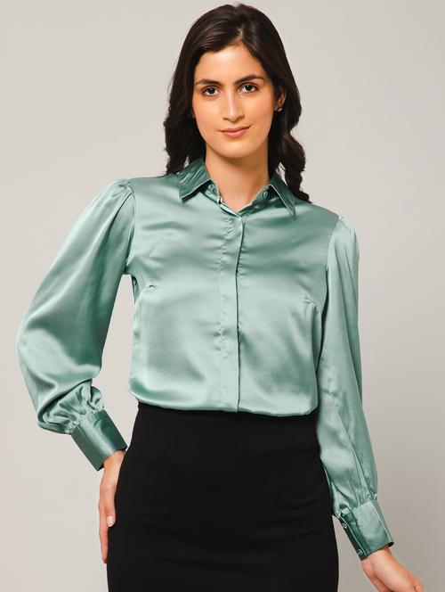 solids satin regular shirt - 19775872 - Standard Image - 0