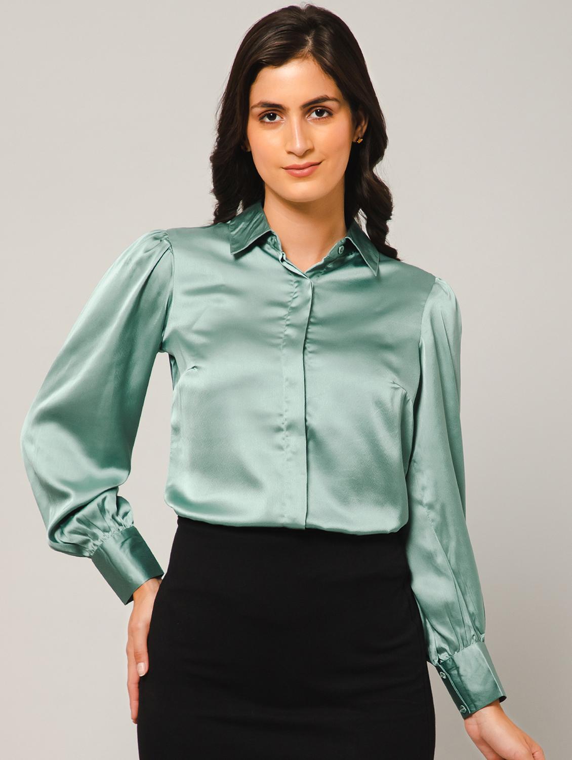 solids satin regular shirt - 19775872 - Zoom Image - 0