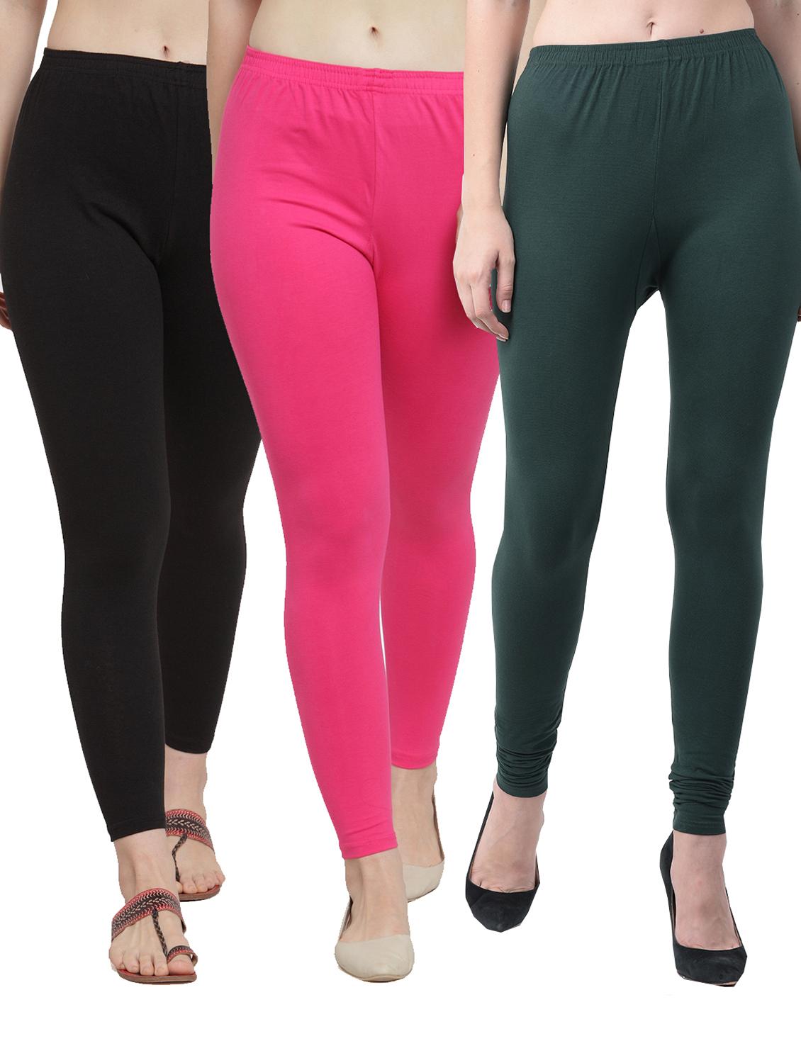 pack of 3 solid lycra leggings - 19776221 - Zoom Image - 0