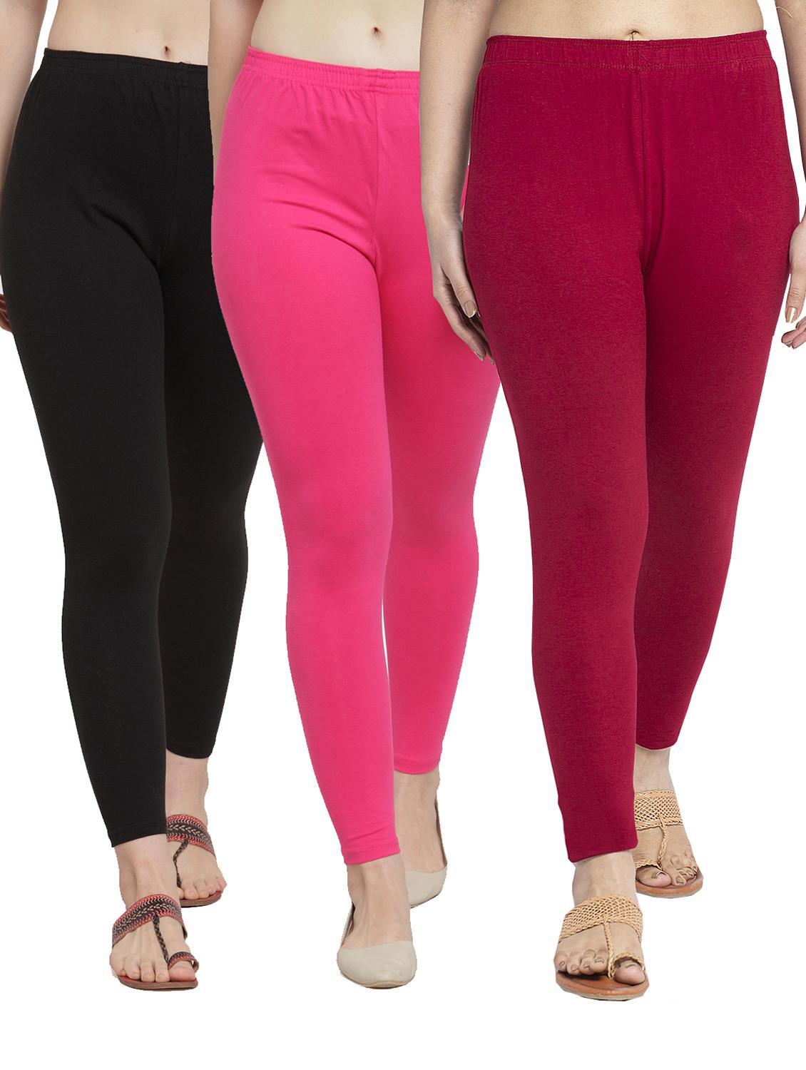 pack of 3 solid lycra leggings - 19776222 -  Zoom Image - 0