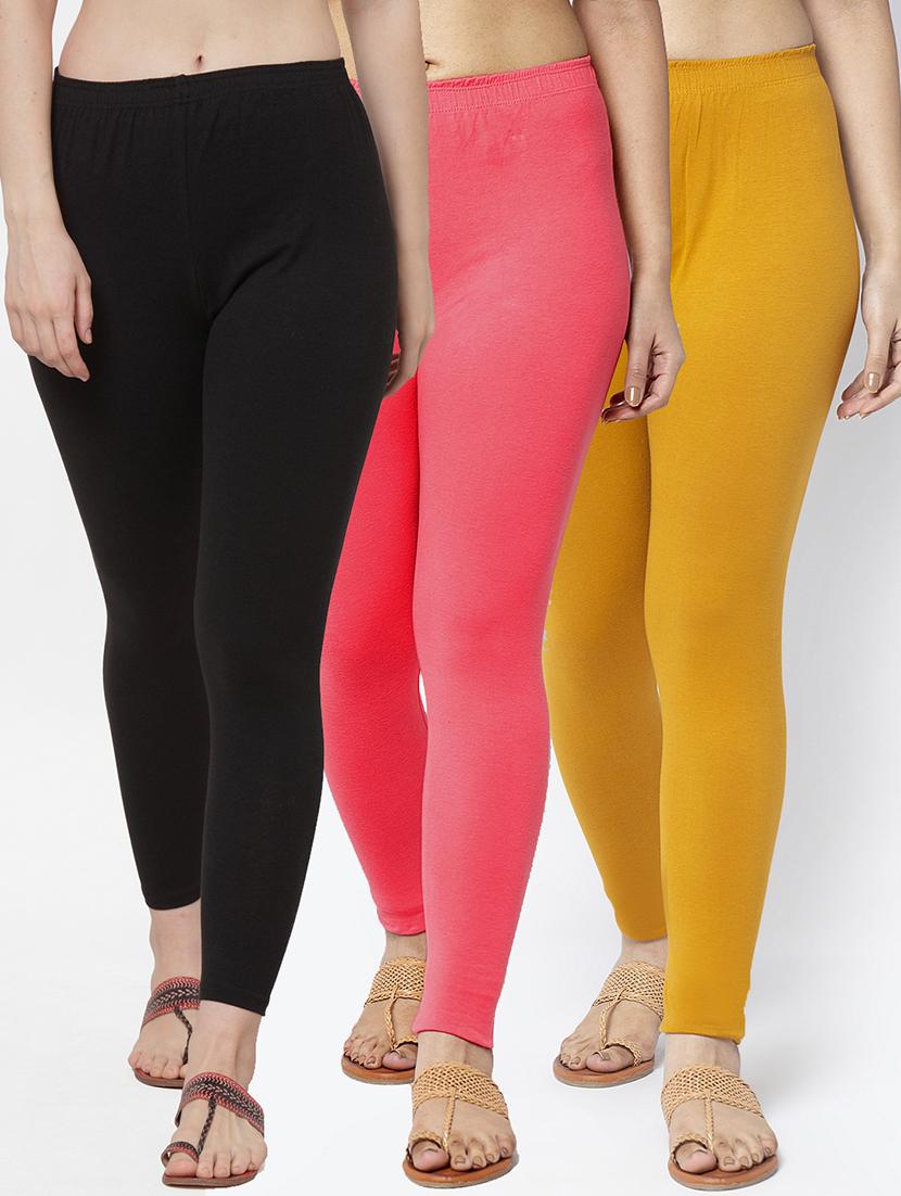 pack of 3 solid lycra leggings - 19776391 - Zoom Image - 0