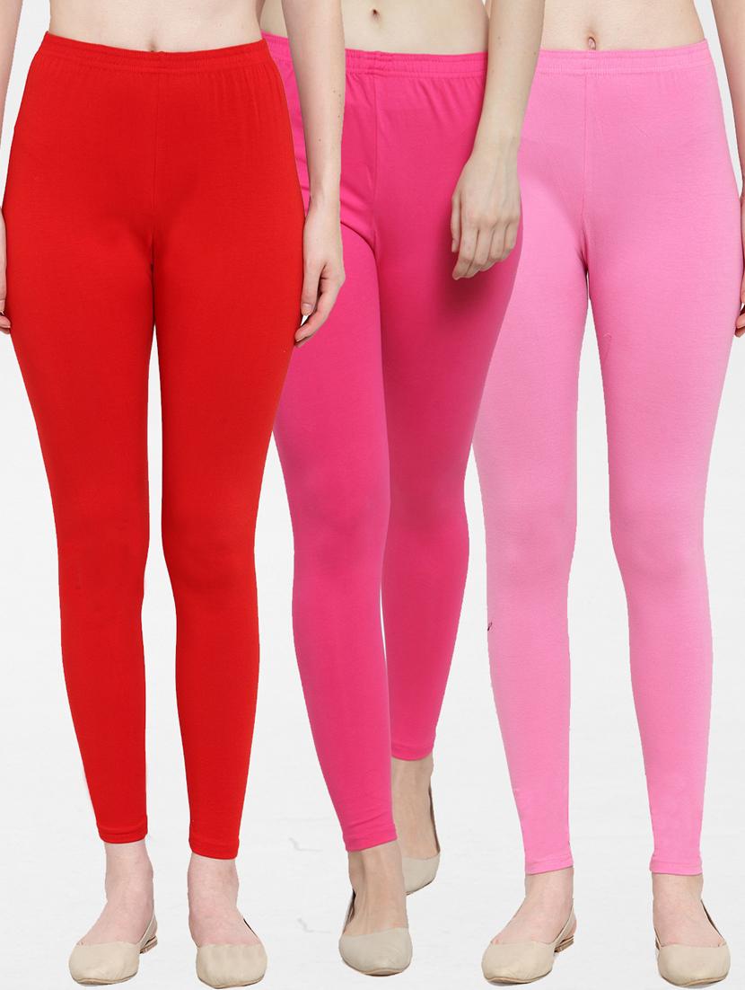 pack of 3 solid ankle length leggings - 19776628 -  Zoom Image - 0