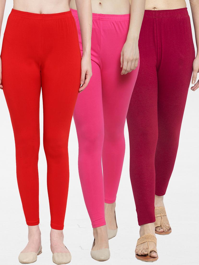 pack of 3 solid ankle length leggings - 19776634 - Zoom Image - 0