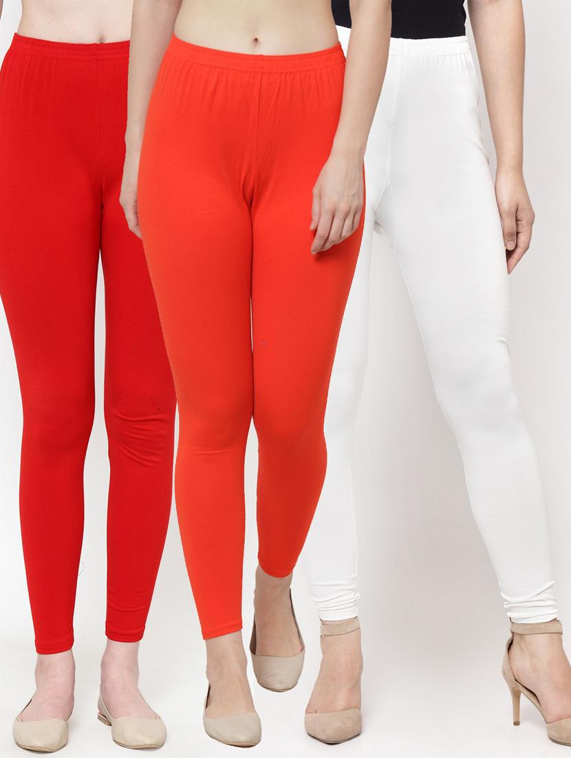 pack of 3 solid ankle length leggings - 19776646 - Zoom Image - 0