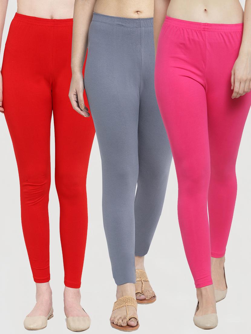 pack of 3 solid ankle length leggings - 19776671 - Zoom Image - 0