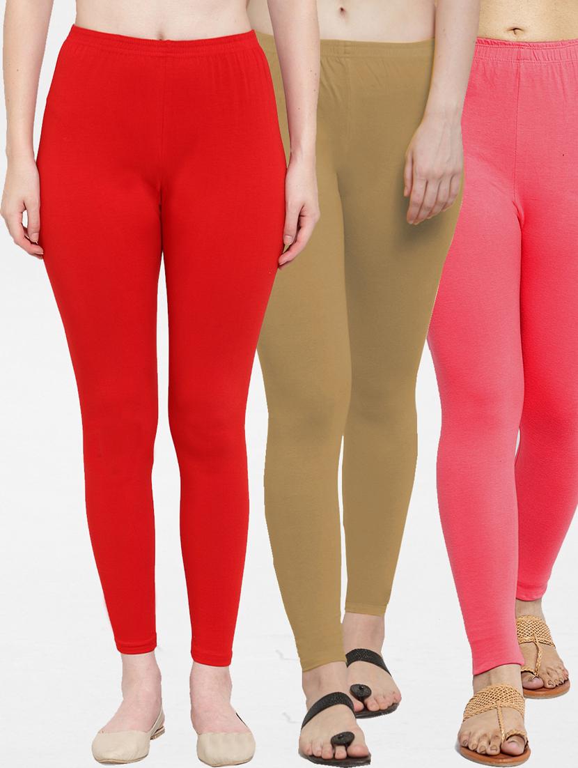 pack of 3 solid ankle length leggings - 19777097 -  Zoom Image - 0