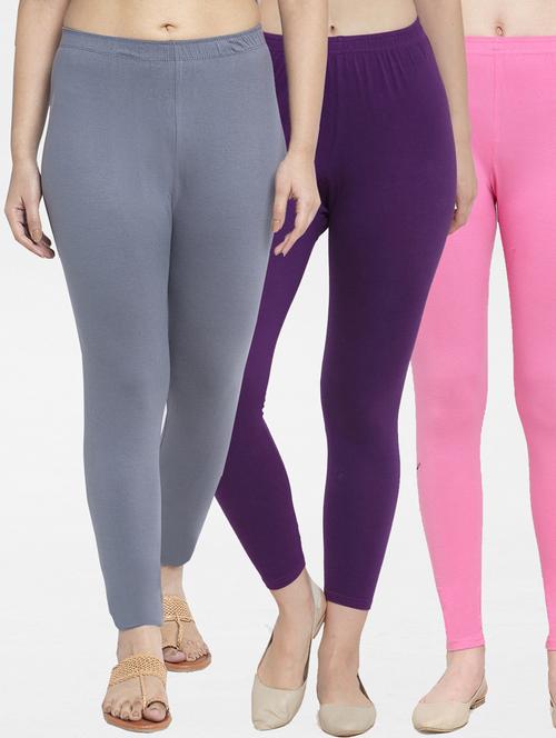 pack of 3 solid ankle length leggings - 19777212 -  Standard Image - 0