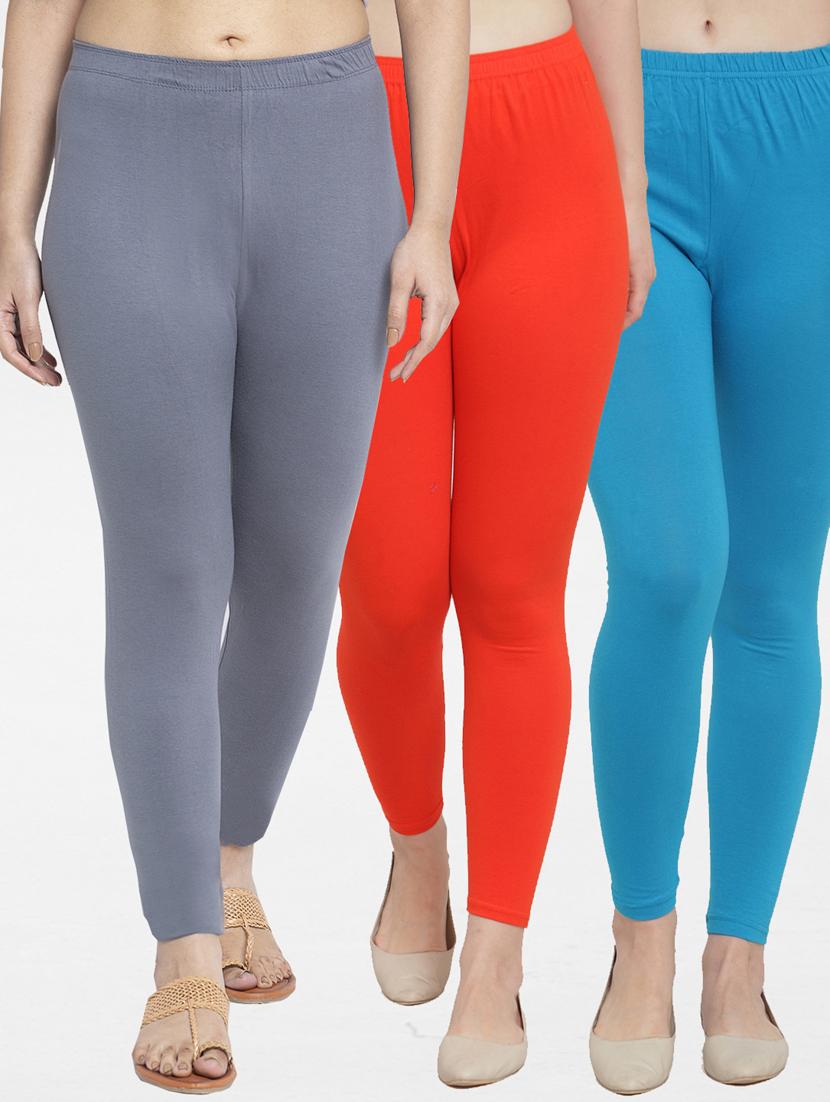 pack of 3 solid ankle length leggings - 19777424 - Zoom Image - 0