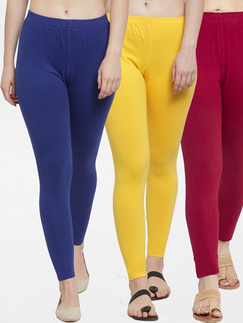 pack of 3 solid ankle length leggings - 19777426 - Zoom Image - 0