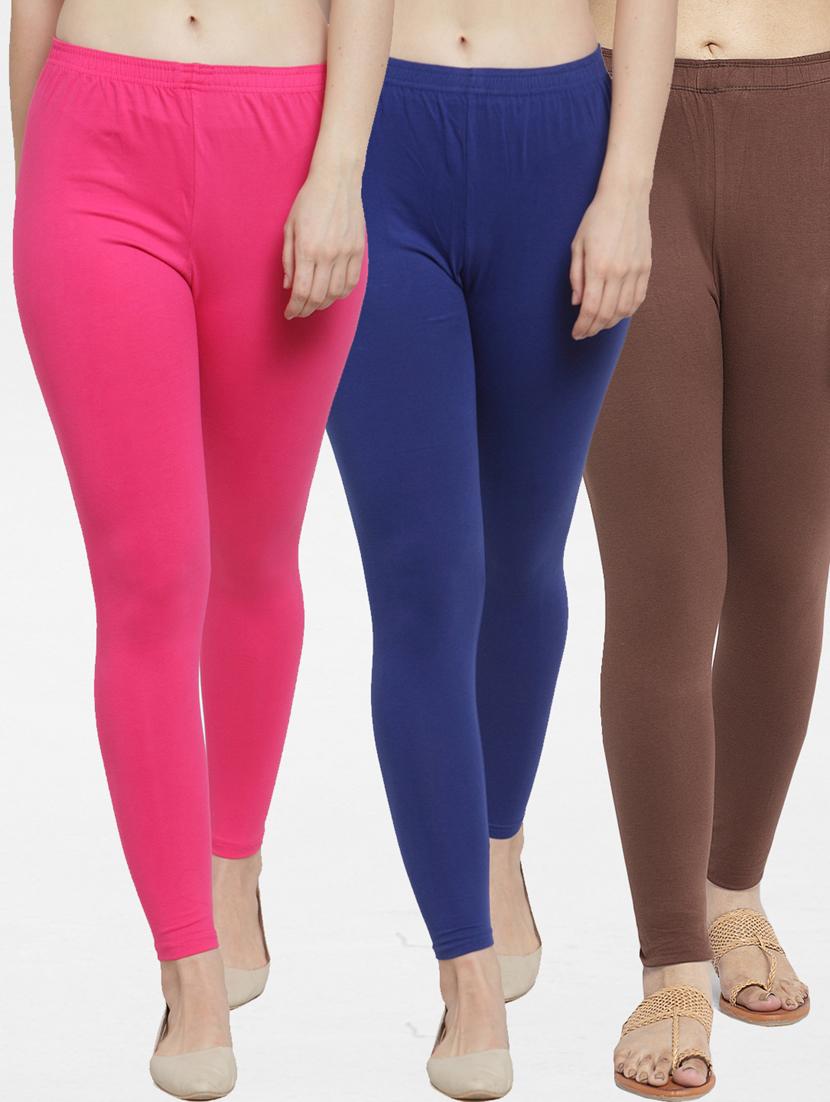 pack of 3 solid ankle length leggings - 19777470 - Zoom Image - 0