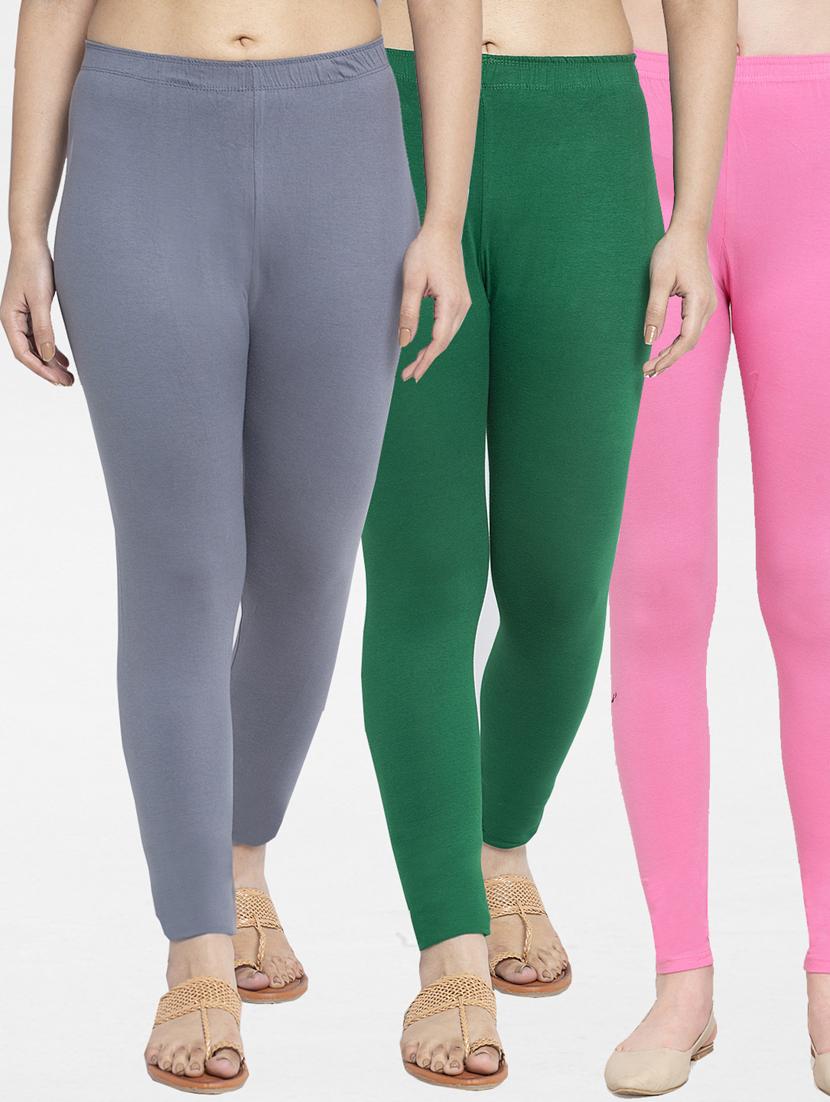 pack of 3 solid ankle length leggings - 19777505 - Zoom Image - 0