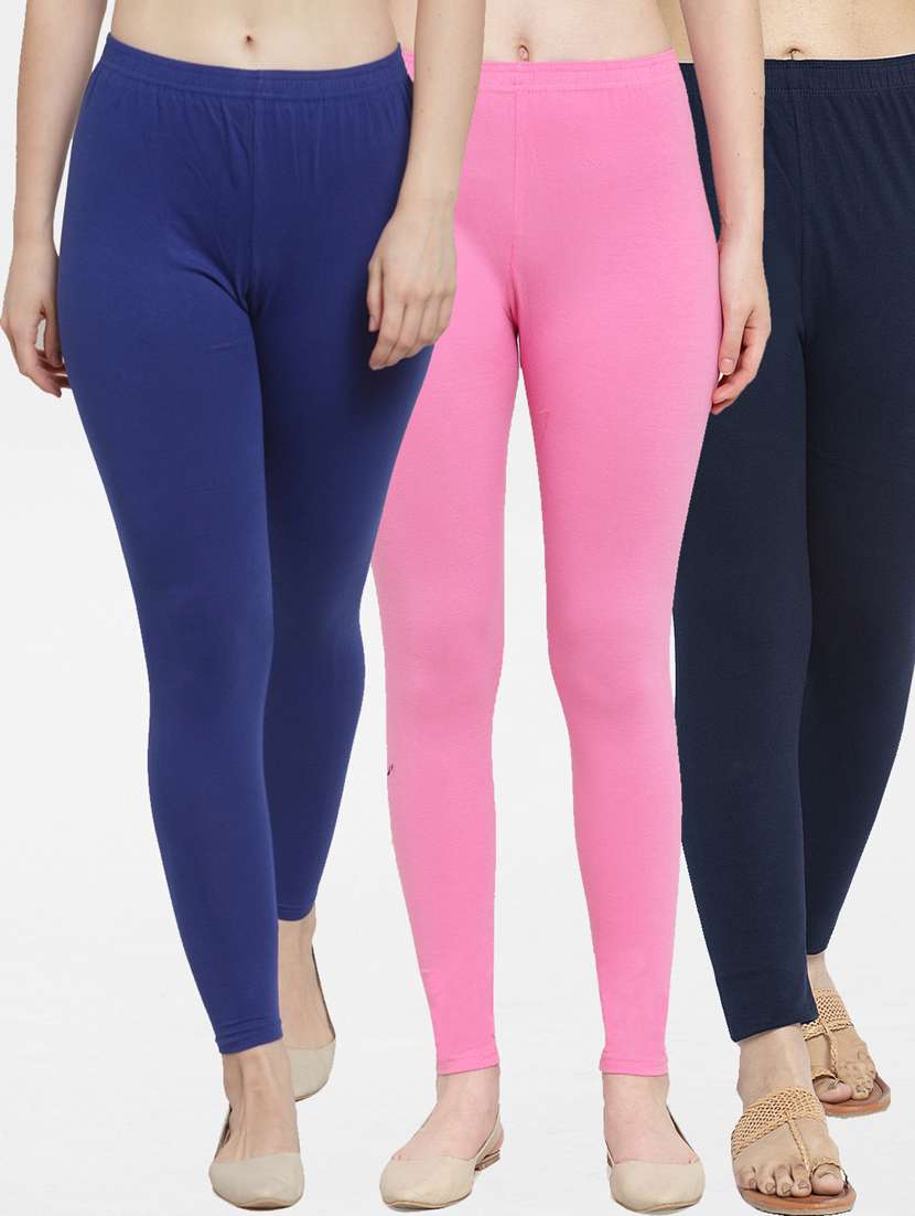 pack of 3 solid ankle length leggings