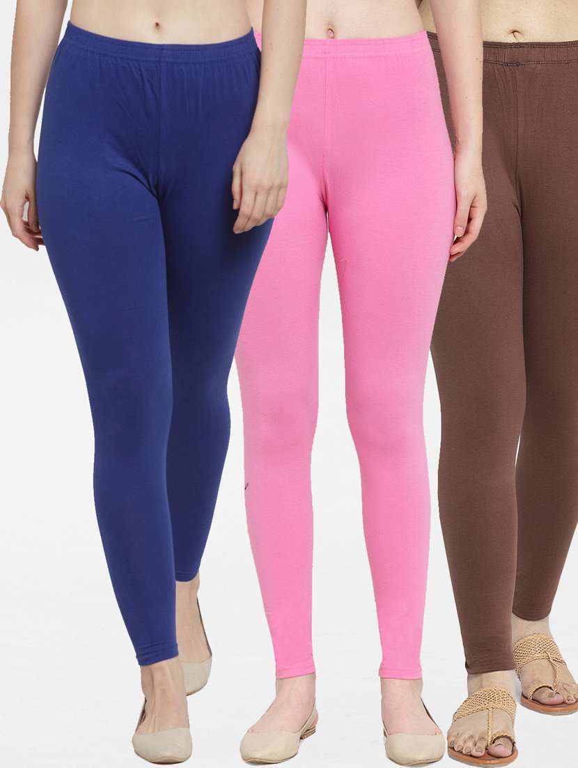 pack of 3 solid ankle length leggings