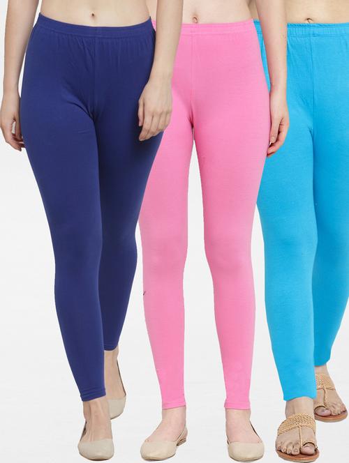 pack of 3 solid ankle length leggings - 19777556 - Standard Image - 0