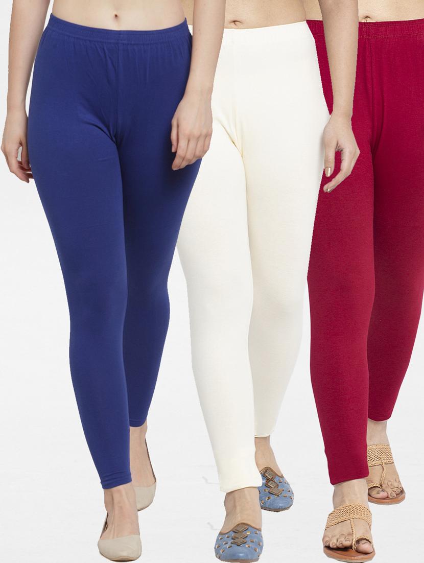 pack of 3 solid ankle length leggings - 19777597 - Zoom Image - 0