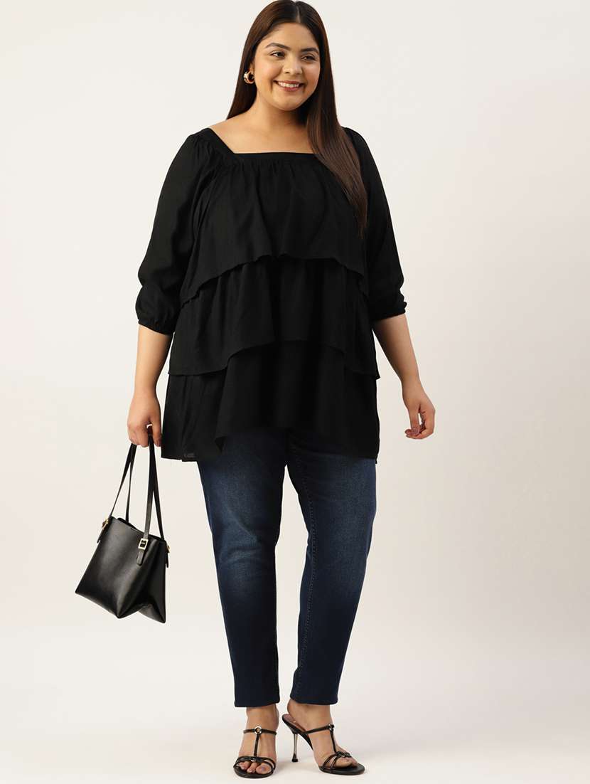 women's layered square neck top - 19777752 - Standard Image - 3