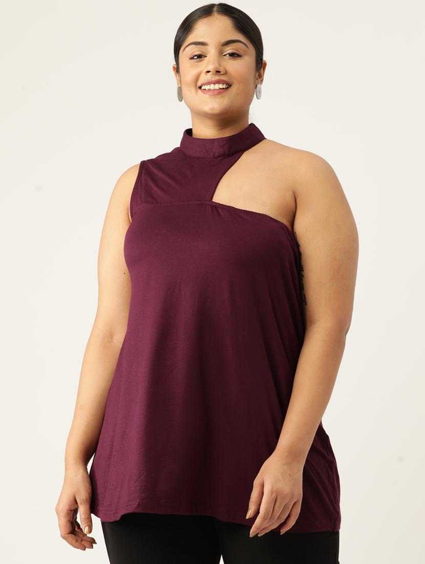 women's asymmetric mock neck top - 19777873 -  Zoom Image - 0