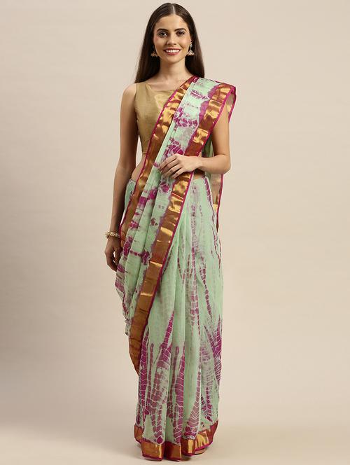 printed bordered saree with blouse - 19777901 - Standard Image - 0