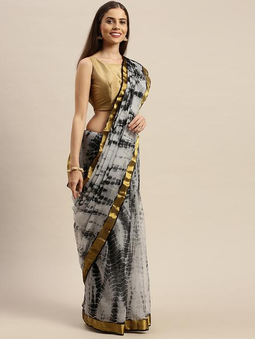tie & dye saree set with blouse - 19777902 -  Standard Image - 0