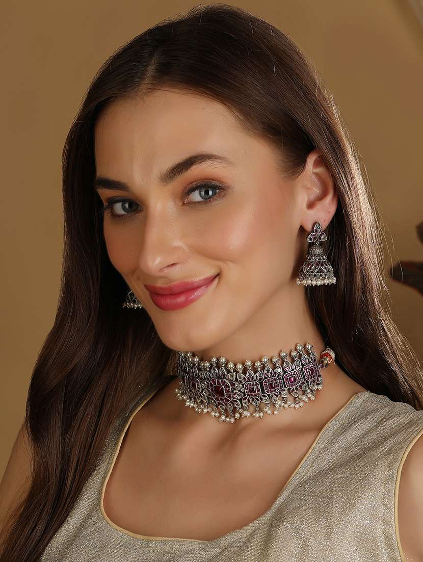 multi colored brass necklaces and earring set - 19778637 -  Standard Image - 5