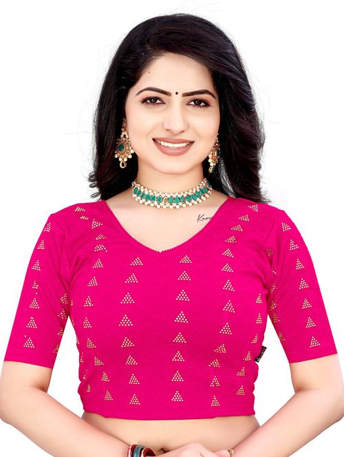 pink cotton lycra printed blouse - 19778670 - Standard Image - 0