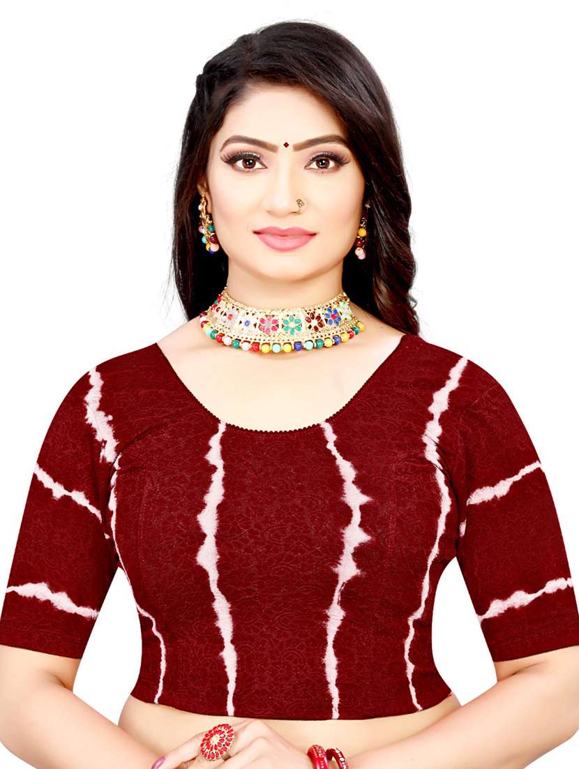 red cotton lycra printed blouse - 19778673 - Zoom Image - 0