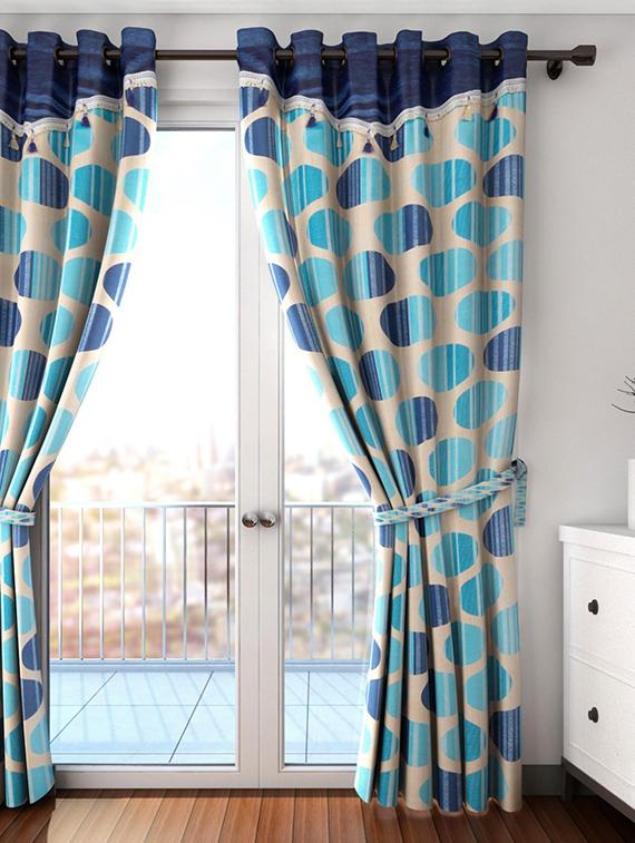 cortina designer eyelet printed home curtains - 19779614 -  Zoom Image - 0