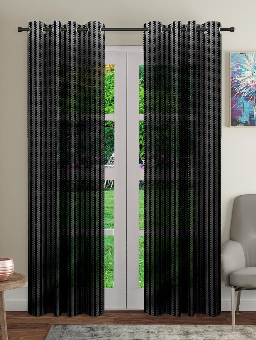 stylish and attractive self design curtains - pack of 2