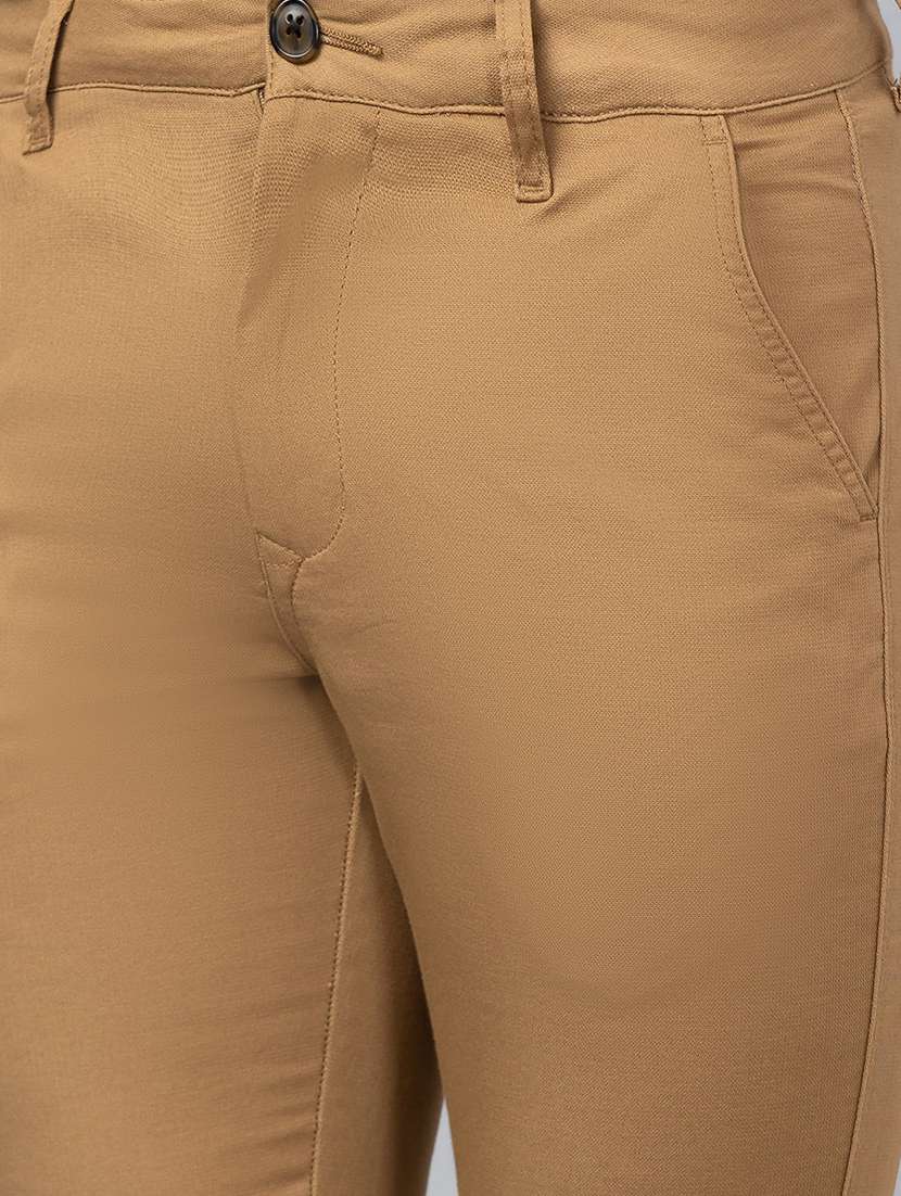 beige cotton blend chinos casual trousers - 19780735 -  Standard Image - 3