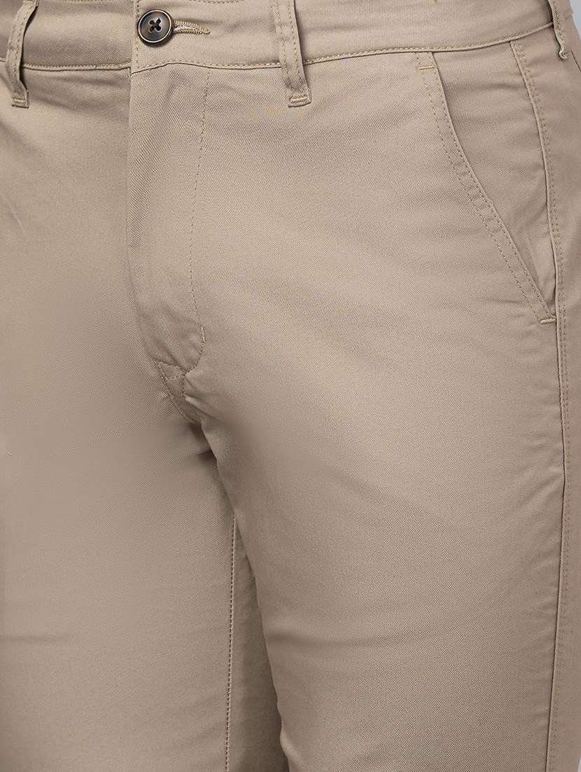 beige cotton blend chinos casual trouser - 19780736 -  Standard Image - 3