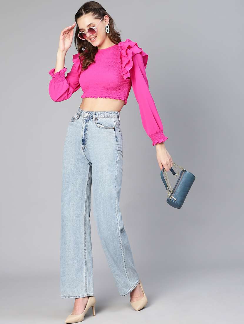 women's crop round neck top - 19780852 -  Standard Image - 3