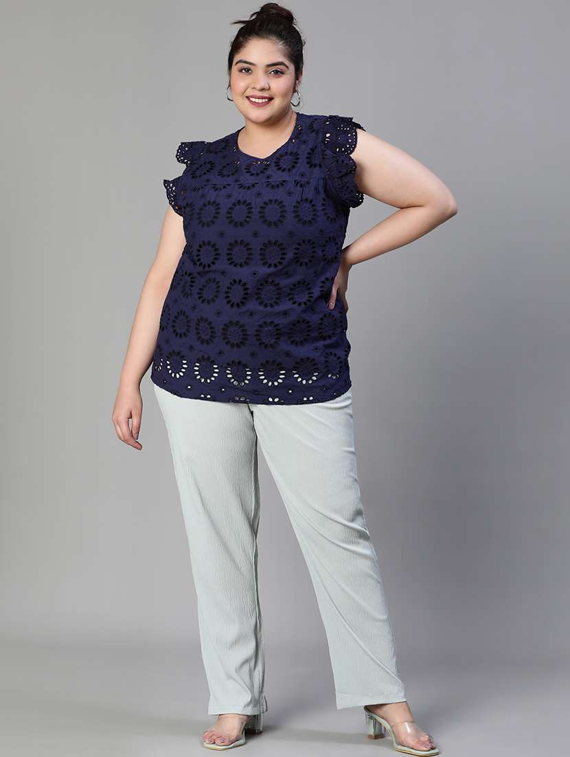 women's straight round neck top - 19780866 - Standard Image - 3