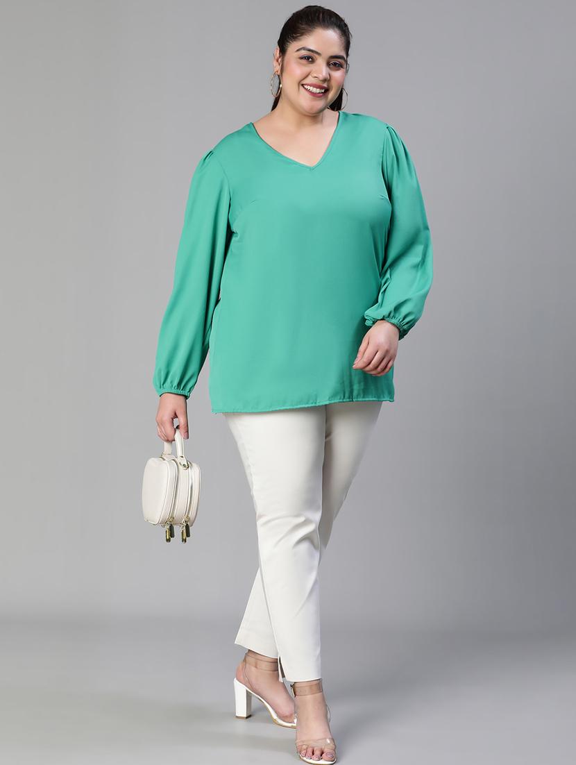 women's straight v neck top - 19780875 - Standard Image - 3