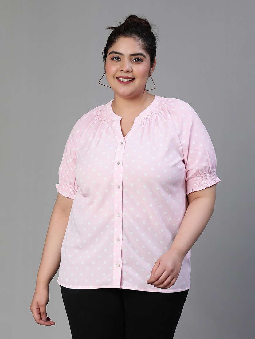 women's blouson mandarin neck top