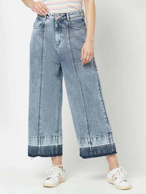 women's plain wide leg jeans