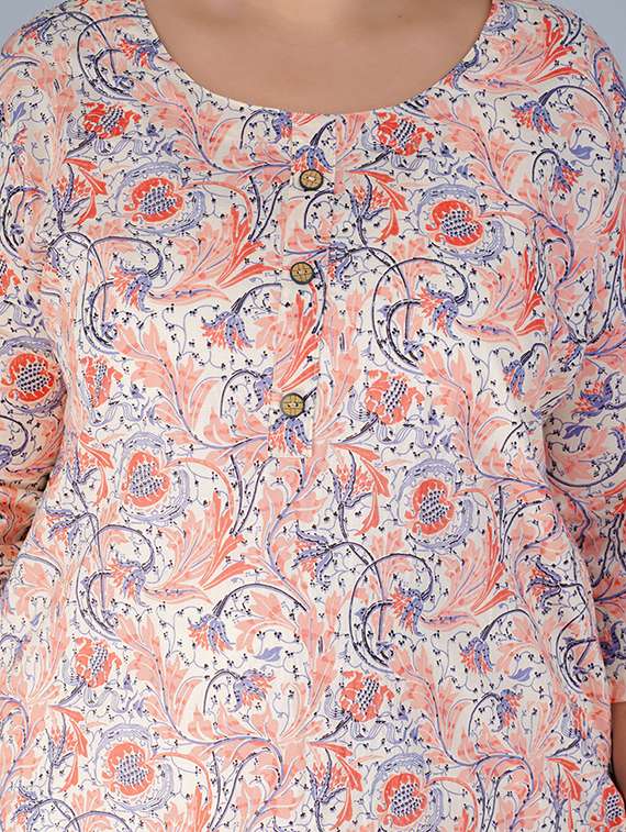 round neck printed straight kurta - 19781056 -  Standard Image - 3