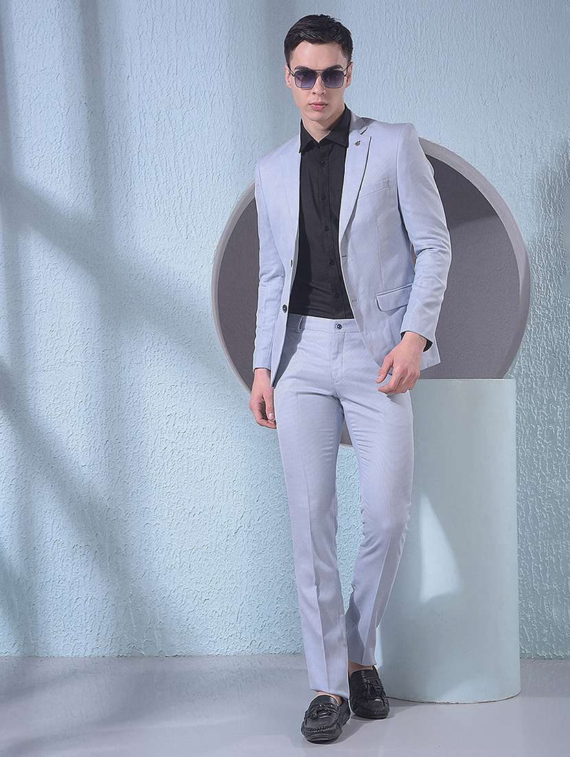 notched lapel check single breasted suit set