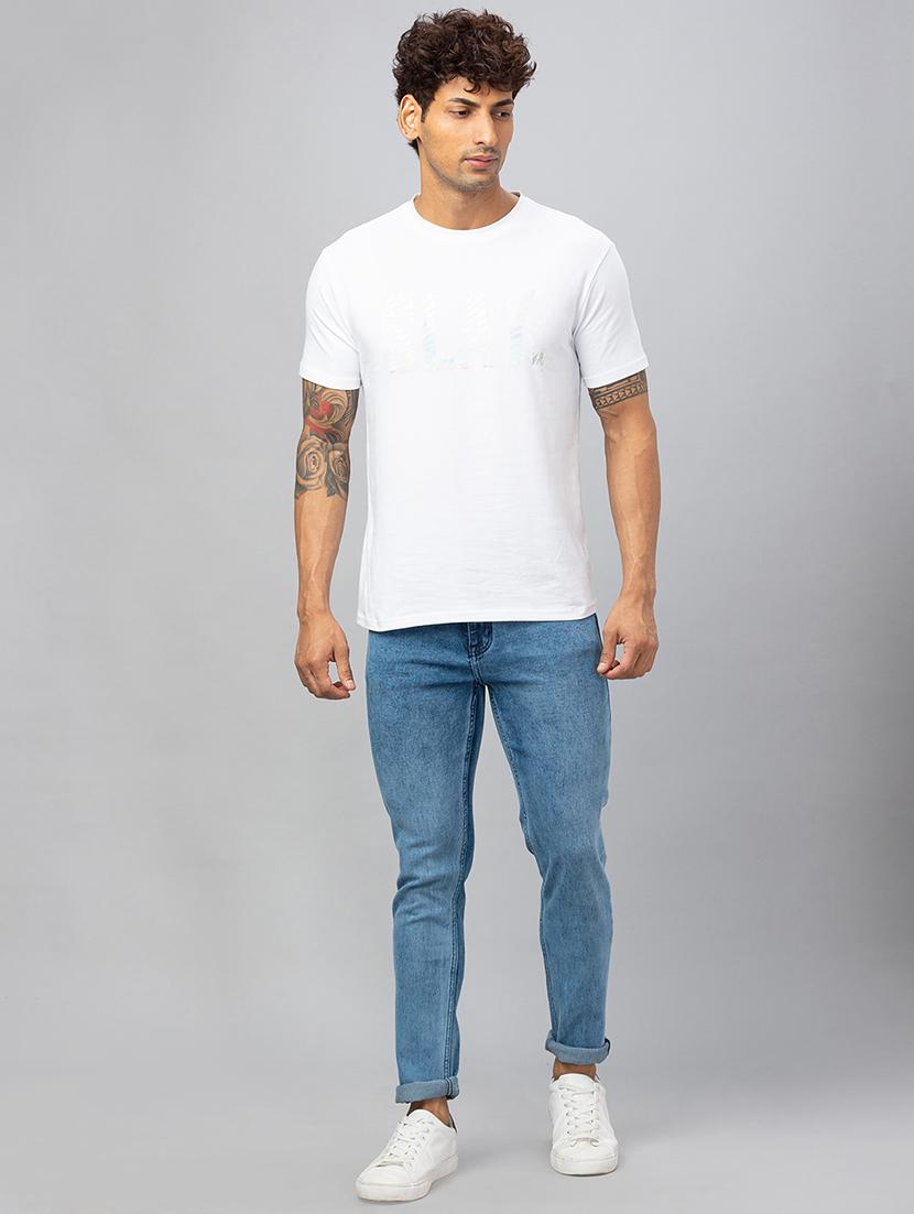 round neck chest print regular t-shirt - 19781413 - Standard Image - 3