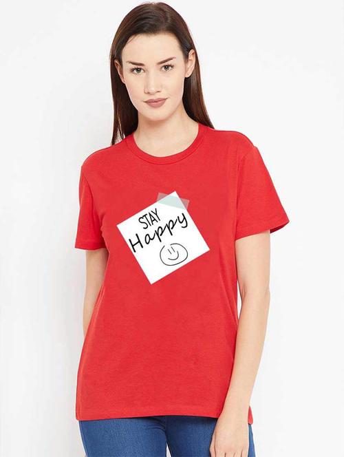 women's chest print round neck t-shirt - 19781916 -  Standard Image - 0