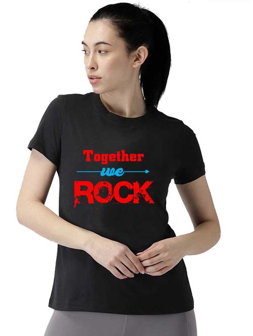 women's chest print round neck t-shirt - 19782055 - Standard Image - 0