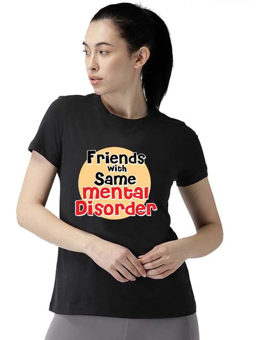 women's chest print round neck t-shirt - 19782059 - Standard Image - 0