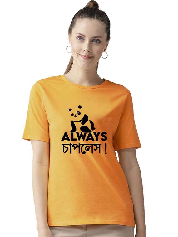 women's chest print round neck t-shirt - 19782115 - Zoom Image - 0
