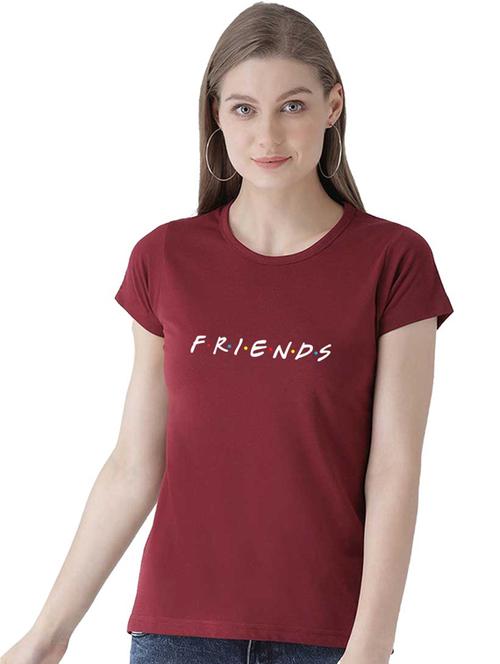 women's chest print round neck t-shirt - 19782120 - Standard Image - 0