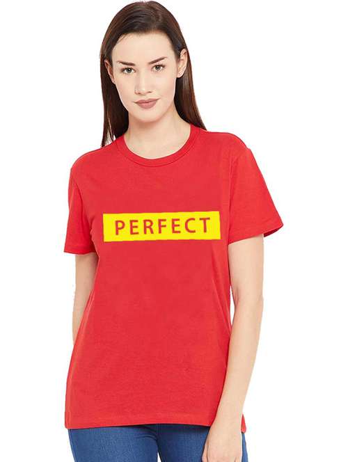 women's chest print round neck t-shirt - 19782146 - Standard Image - 0