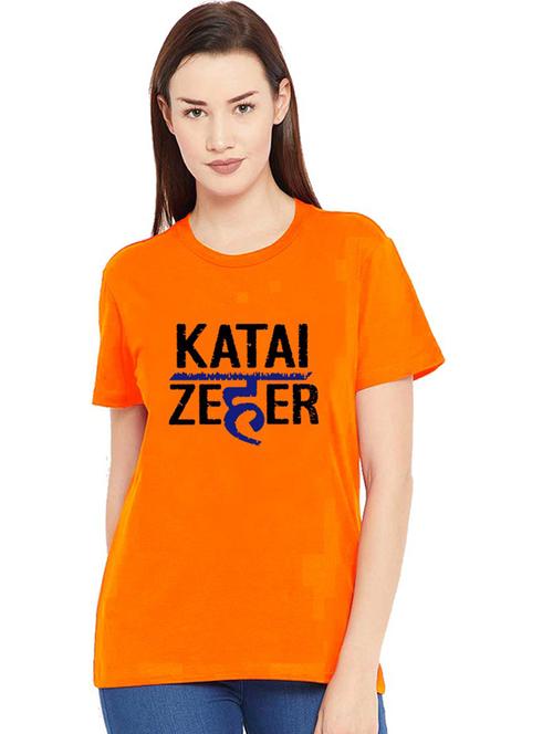 women's chest print round neck t-shirt - 19782196 - Standard Image - 0